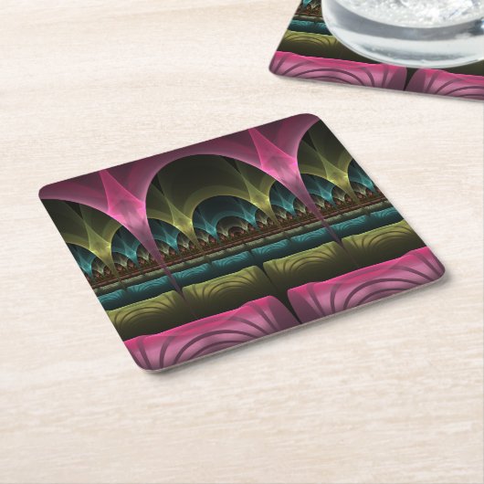 Spezielles Fantasy Patterns Abstraktes farbiges Fr Rechteckiger Pappuntersetzer (angewinkelt)