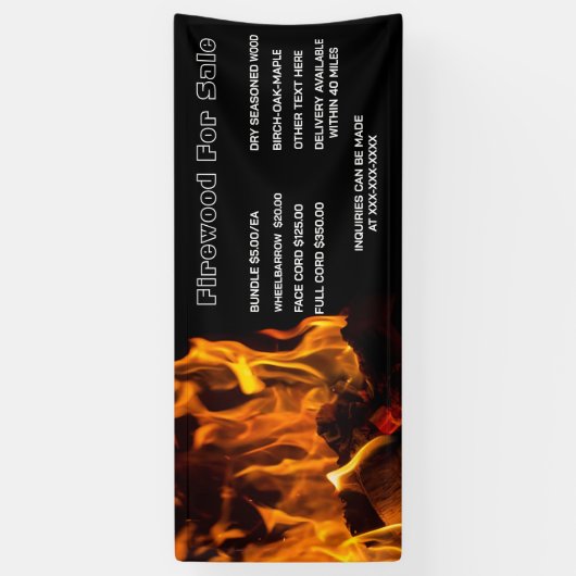 Spezielles Firewood für den Verkauf personalisiere Banner (Vertikal)