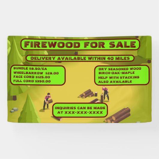 Spezielles Firewood für den Verkauf personalisiere Banner (Horizontal)