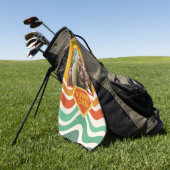 Spezielles Foto für Super-Vater mit Retro-Wellen Golfhandtuch (Gras)