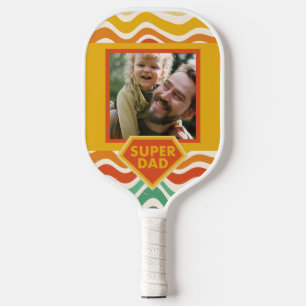 Spezielles Foto für Super-Vater mit Retro-Wellen Pickleball Schläger