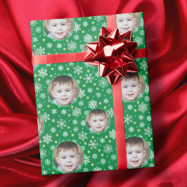 Spezielles Foto Logo Snowflake Green Festival Geschenkpapier