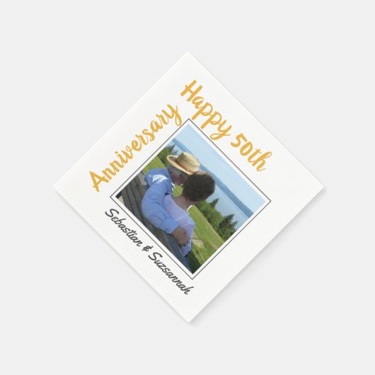 Spezielles Hochzeitsszenario für Foto und Namen Serviette (Ecke)