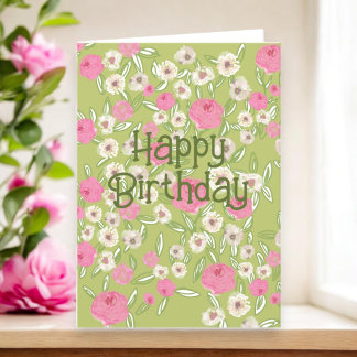 Spezielles Jahr Custom Happy Geburtstag Rosa Grün Karte