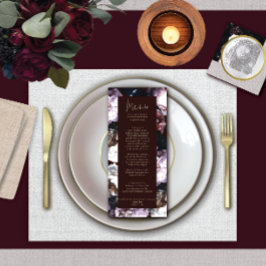 Spezielles Menü für Blumenzehen in Burgund Menükarte