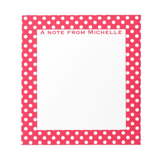 Spezielles Notizblock mit rotem Polka-Punkt (Vorderseite)