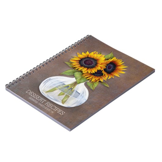 Spezielles Rezept Kochbuch Rustikale Sonnenblumen Notizblock (Linke Seite)