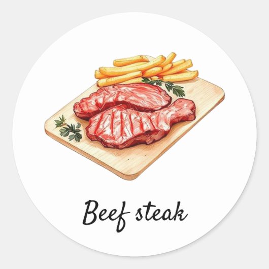 Spezielles Rindsteak und frites Hochzeitessen Runder Aufkleber (Vorderseite)