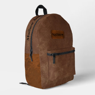 Spezielles rustikales und klassisches braunes Lede Bedruckter Rucksack
