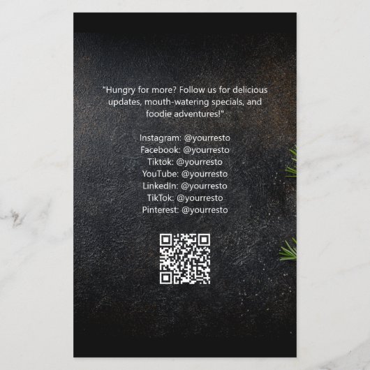 Spezielles Steak House Restaurant Flyer (Hinten)