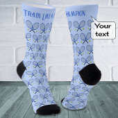 Spezielles Tennis-Textmuster leuchtet blau Socken