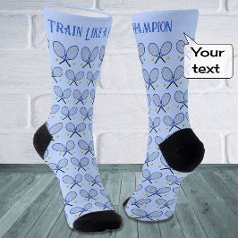 Spezielles Tennis-Textmuster leuchtet blau Socken