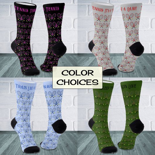 Spezielles Tennis-Textmuster leuchtet blau Socken