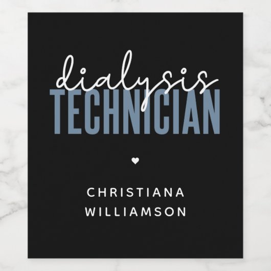 Spezifischer Dialysetechniker | Nephrologie Tech G Weinetikett (Einzelnes Label)