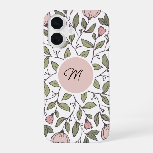 Spezifisches, florales Monogramm iPhone 16 Hülle (Rückseite)