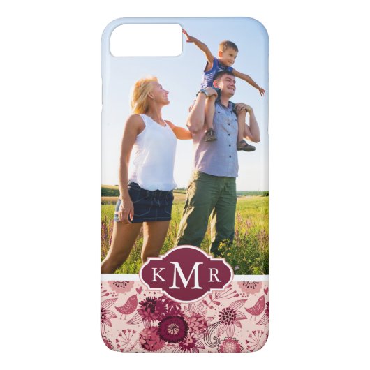 Spezifisches Foto- und Monogramm-Blumenmuster für Case-Mate iPhone Hülle (Rückseite)