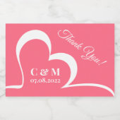 Spezifisches Heart Monogramm, Datum, Farbe Schaumweinetikett (Einzelnes Label)