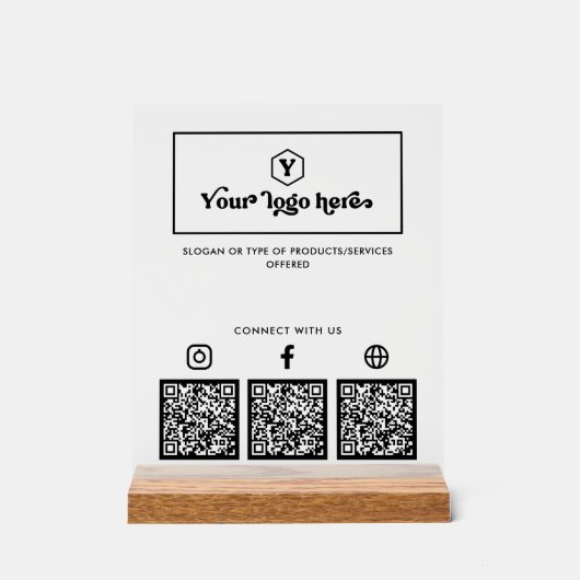Spezifisches Logo Multi Social Media QR Codes Busi Acrylschild (Vorderseite)