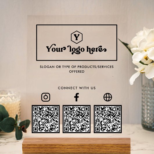 Spezifisches Logo Multi Social Media QR Codes Busi Acrylschild