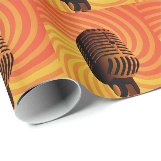 Spezifisches Wickelpapier für Retro-Mikrofon Geschenkpapier (Rolleneckpunkt)