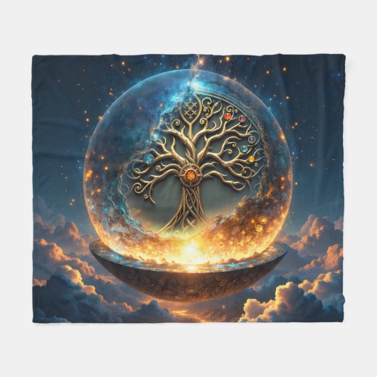 Sphäre des Lebens – Der goldene Weltenbaum. Fleecedecke (Vorderseite (Horizontal))