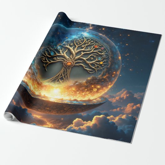 Sphäre des Lebens – Der goldene Weltenbaum.  Geschenkpapier (Ungerollt)