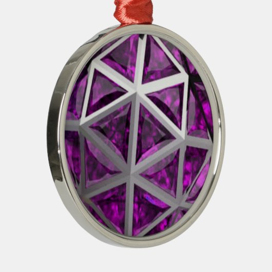 Sphere Amethyst Gemstone Lila Ornament Aus Metall (Rechts)
