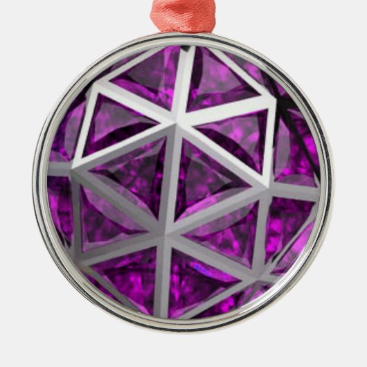Sphere Amethyst Gemstone Lila Ornament Aus Metall (Vorne)