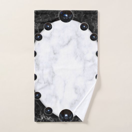 Sphere Graphics aus weißem und schwarzem Marmor Badhandtuch Set (Handtuch)