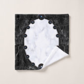 Sphere Graphics aus weißem und schwarzem Marmor Badhandtuch Set (Waschlappen)