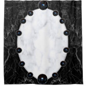 Sphere Graphics aus weißem und schwarzem Marmor Duschvorhang (Vorderseite)