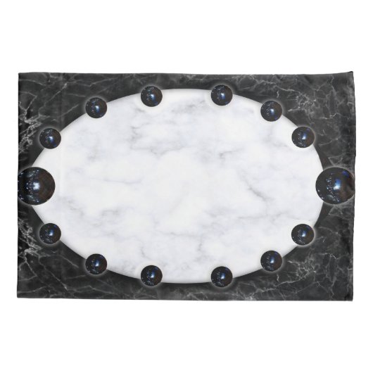 Sphere Graphics aus weißem und schwarzem Marmor Kissenbezug (Rückseite)