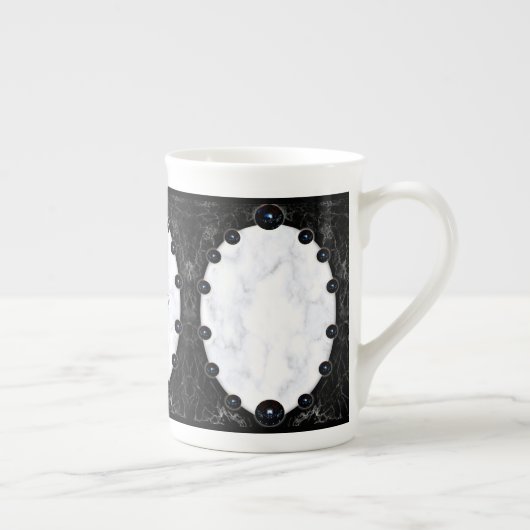 Sphere Graphics aus weißem und schwarzem Marmor Porzellantasse (Rechts)