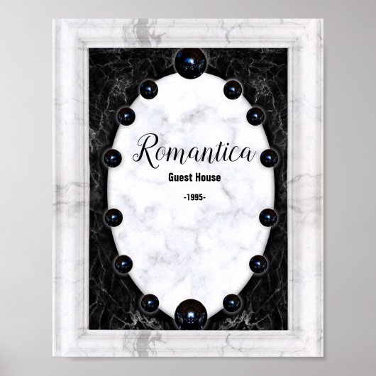 Sphere Graphics aus weißem und schwarzem Marmor Poster (Vorne)