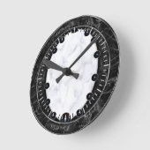 Sphere Graphics aus weißem und schwarzem Marmor Runde Wanduhr (Winkel)