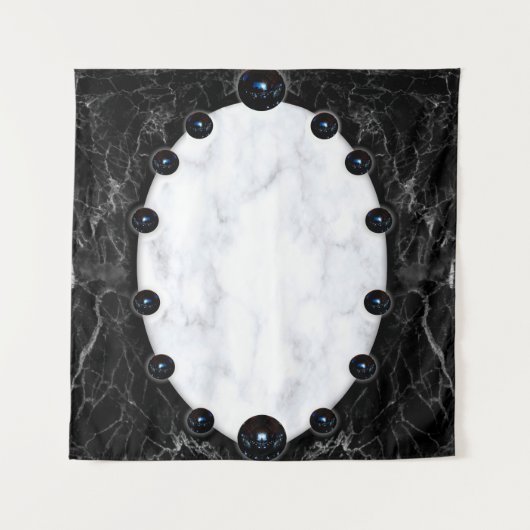 Sphere Graphics aus weißem und schwarzem Marmor Wandteppich (Vorderseite)