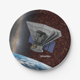 SPHEREx Galaxy Hunter Spacecraft Pappteller