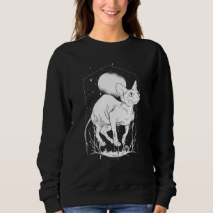 Sphinx Cat Moon Gothic Ästhetik Core Tattoos Nigh Sweatshirt
