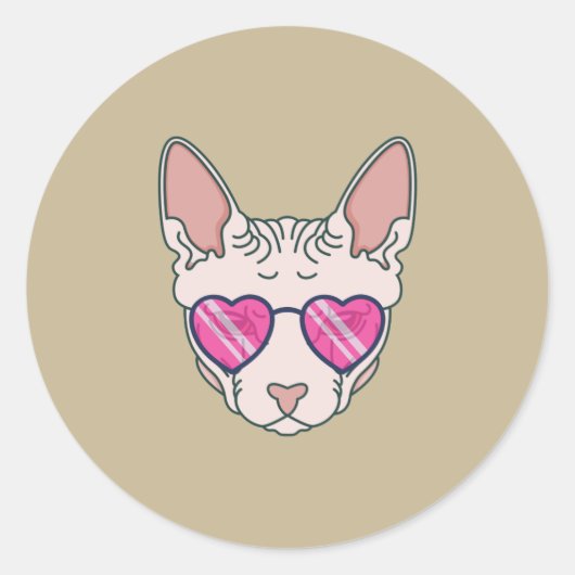 Sphinx Cat Pink Sonnenbrille Runder Aufkleber (Vorderseite)