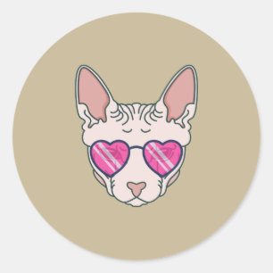 Sphinx Cat Pink Sonnenbrille Runder Aufkleber