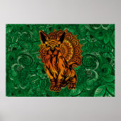Sphinx Cat Tattoo concept Art with a Mandala Back. Poster (Vorne)