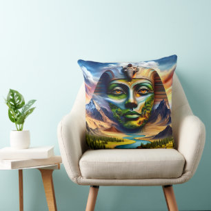 Sphinx-Gesichter auf einem Landschaftswirbelkissen Kissen