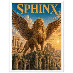 Sphinx, Gothic Fantasy Monster Postkarte