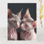 SPHINX HAIRLESS CAT KATZKATZEN GROSSE GEBURTSKARTE KARTE (Gelbe Blume)