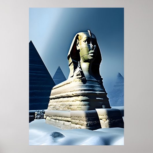 Sphinx im Schnee | AI Art Poster (Vorne)