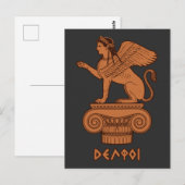 Sphinx in Delphi - Altgriechisch Rotfigurig Postkarte (Vorne/Hinten)
