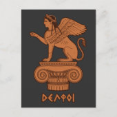 Sphinx in Delphi - Altgriechisch Rotfigurig Postkarte (Vorderseite)