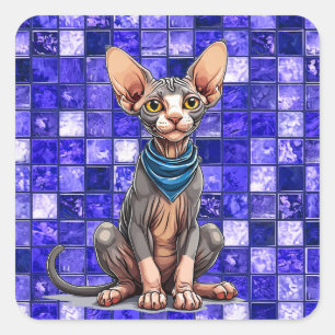Sphinx Katze Moderner Haustierliebhaber Dekor Stic Quadratischer Aufkleber