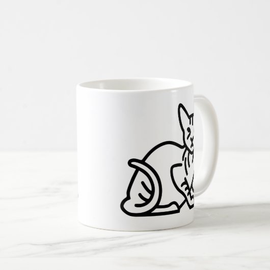 Sphinx-Katzenkizze Kaffeetasse (VorderseiteRechts)