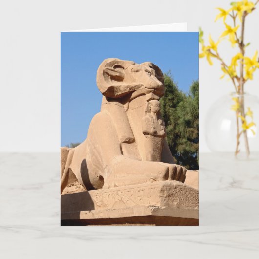 Sphinx mit Rammkopf im Tempel von Karnak - Ägypten Karte (Gelbe Blume)